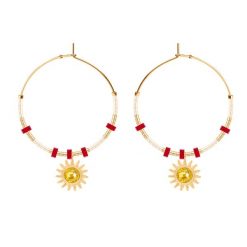 Kolczyki koła z różowymi japońskimi koralikami Miyuki i zawieszkami Soleil. Czerwone kolczyki Lilou, z turkusem, ze stali. Za 487.00 zł.