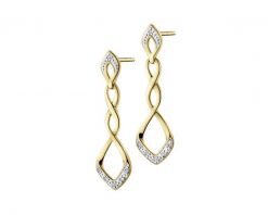 Kolczyki z żółtego złota z diamentami - 0,05 ct - próba 375. Żółte kolczyki Apart, z diamentem, złote. Za 1,519.00 zł.