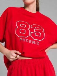 Bluza z krótkim rękawem - czerwony. Czerwone bluzy Sinsay, l, bez wzorów, bez kaptura. Za 39.99 zł.
