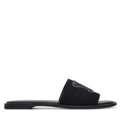 Klapki Max Mara. Czarne klapki Max Mara, bez wzorów, bez obcasa. Za 974.99 zł.