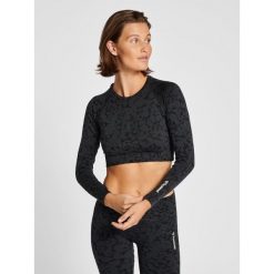Damski bezszwowy crop top Hummel Mt Pi. Czarne biustonosze Hummel, bez wzorów. Za 148.50 zł.