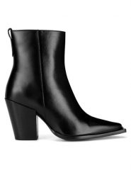 Gino Rossi Botki ROSSI-116196 Czarny. Czarne botki Gino Rossi, bez wzorów, ze skóry, bez obcasa, na słupku, bez zapięcia. Za 399.99 zł.