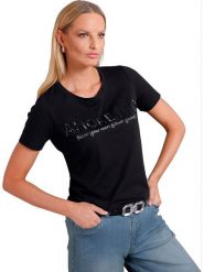 Heine Koszulka w kolorze czarnym rozmiar: 36. Czarne bluzki Heine, z aplikacjami, bez kołnierzyka, bez ramiączek. Za 56.99 zł.