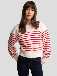 BIG STAR Bluza w kolorze biało-czerwonym rozmiar: M. Białe bluzy Big Star, m, bez wzorów, bez kaptura. Za 118.84 zł.