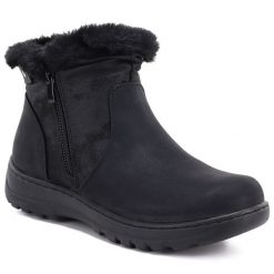 Botki damskie ocieplane czarne eVento 26BT26-365. Czarne botki eVento, bez wzorów, ze skóry ekologicznej, bez obcasa, bez zapięcia. Za 129.99 zł.