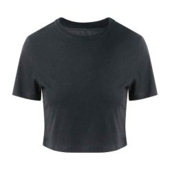 Top Damski / Damski Triblend Crop Top. Czarne topy AWDIS, xs, bez wzorów, bez kołnierzyka, bez ramiączek. Za 69.99 zł.