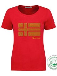 Geographical Norway Koszulka "Jonquille" w kolorze czerwonym rozmiar: XL. Czerwone bluzki Geographical Norway, xl, bez wzorów, bez kołnierzyka, bez ramiączek. Za 41.69 zł.