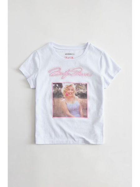 Guess T-Shirt W6BI51 K6658 Biały Regular Fit. Białe t-shirty Guess, l, z aplikacjami, z bawełny, bez kołnierzyka, bez ramiączek. Za 148.99 zł.