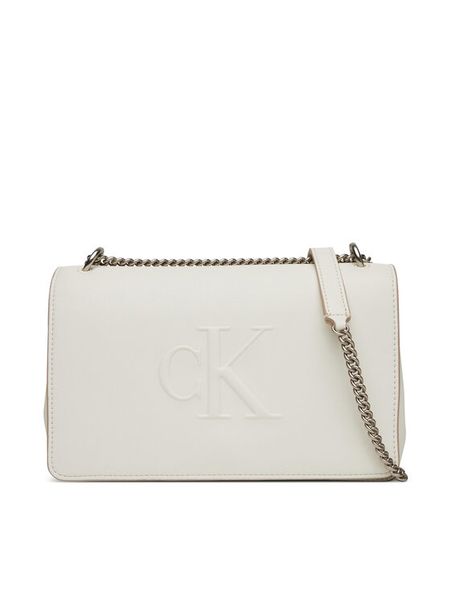 Calvin Klein Jeans Torebka Sculpted Ew Flap Conv Chain LV04K3035G Biały. Białe torebki klasyczne Calvin Klein Jeans, bez wzorów, z jeansu, bez dodatków. Za 519.99 zł.