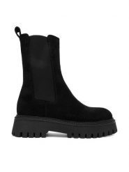 Badura Sztyblety C-BILLIE-8045 Czarny. Czarne botki Badura, bez wzorów, ze skóry, bez obcasa, na płaskiej podeszwie, bez zapięcia. Za 399.99 zł.
