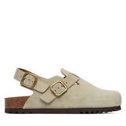 Sandały Scholl. Zielone sandały Scholl, bez wzorów, bez obcasa, na płaskiej podeszwie, bez zapięcia. Za 463.99 zł.