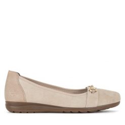 Baleriny Rieker. Brązowe baleriny Rieker, bez wzorów, bez obcasa. Za 319.99 zł.