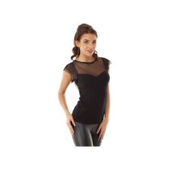 Bluzka Lilly z tiulowymi wstawkami czarna ED014-2. Czarne bluzki Ella dora, l, bez wzorów, z tiulu, bez kołnierzyka, bez ramiączek. Za 139.00 zł.