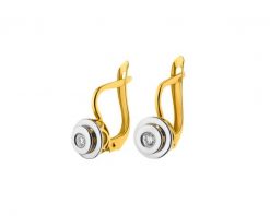 Kolczyki z żółtego i białego złota z brylantami - 0,11 ct - próba 585. Białe kolczyki Apart, z brylantem, złote. Za 3,590.00 zł.