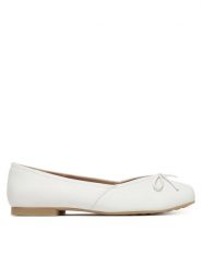 Caprice Baleriny 9-22109-46 Biały. Białe baleriny Caprice, bez wzorów, ze skóry, bez obcasa. Za 231.99 zł.