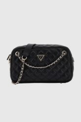 GUESS Czarna kopertówka damska Giully. Czarne kopertówki Guess, z aplikacjami, ze skóry ekologicznej, bez dodatków. W wyprzedaży za 487.99 zł.