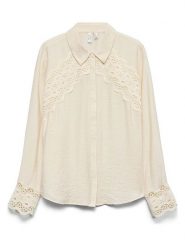 Vero Moda Koszula w kolorze kremowym rozmiar: L. Brązowe koszule Vero Moda, l, bez wzorów, z koronki, bez kołnierzyka, bez ramiączek. Za 109.95 zł.