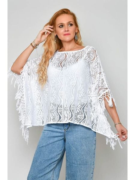 Tarifa Bluzka w kolorze białym rozmiar: M. Białe bluzki Tarifa, m, bez wzorów, z bawełny, bez kołnierzyka, bez ramiączek. Za 57.33 zł.