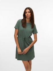 Vero Moda Sukienka w kolorze khaki rozmiar: M. Brązowe sukienki Vero Moda, m, bez wzorów, z materiału, bez kołnierzyka, bez ramiączek, mini, rozkloszowane. Za 79.03 zł.