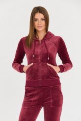JUICY COUTURE Bordowa damska bluza Robertson Hoodie, Rozmiar L. Czerwone bluzy sportowe Juicy Couture, l, bez wzorów, bez kaptura. W wyprzedaży za 439.99 zł.
