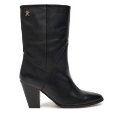 Botki Tommy Hilfiger. Czarne botki TOMMY HILFIGER, bez wzorów, bez obcasa, na słupku, bez zapięcia. Za 949.99 zł.