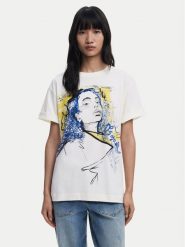 Desigual T-Shirt Portrait 25WWTK05 Biały Loose Fit. Białe t-shirty Desigual, xl, bez wzorów, z bawełny, bez kołnierzyka, bez ramiączek. Za 269.99 zł.