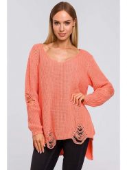 Made of emotion Sweter w kolorze koralowym rozmiar: onesize. Czerwone swetry Made Of Emotion, bez wzorów, ze splotem, bez ramiączek. Za 74.81 zł.