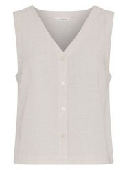 MOSS COPENHAGEN Bluzka w kolorze beżowym rozmiar: L. Brązowe bluzki Moss Copenhagen, l, bez wzorów, bez kołnierzyka, bez ramiączek. Za 144.95 zł.