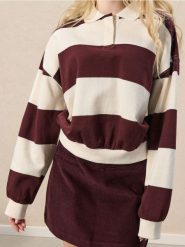 Bluza polo w paski - wielobarwny. Bluzy Sinsay, l, bez wzorów, bez kaptura. Za 49.99 zł.