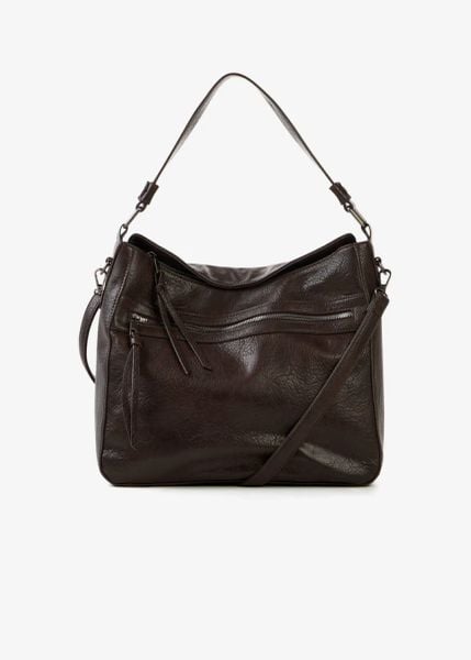 Torba shopperka z kieszonką zewnętrzną. Brązowe shopper bonprix, bez wzorów, duże, bez dodatków. Za 127.99 zł.