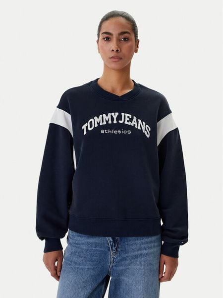 Tommy Jeans Bluza Varsity DW0DW22365 Granatowy Boxy Fit. Niebieskie bluzy Tommy Jeans, xl, bez wzorów, z bawełny, bez kaptura. Za 489.99 zł.