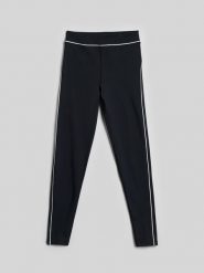 4F Legginsy dzianinowe damskie - czarne L. Czarne legginsy 4f, l, bez wzorów, z dzianiny, z podwyższonym stanem. Za 129.99 zł.