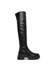 DeeZee Muszkieterki 9382 Czarny. Czarne kozaki DeeZee, z materiału, bez obcasa, na płaskiej podeszwie, bez zapięcia. Za 249.99 zł.