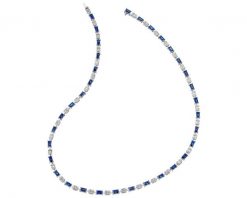 Naszyjnik z białego złota z diamentami i szafirami - 45 cm - próba 750. Białe naszyjniki Apart, z diamentem, złote. Za 64,990.00 zł.