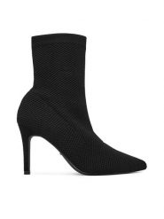 DeeZee Botki AB-1987-2 Czarny. Czarne botki DeeZee, bez wzorów, z materiału, bez obcasa, na szpilce, bez zapięcia. Za 189.99 zł.