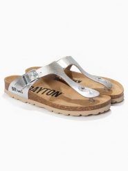 BAYTON Japonki "Cordoba" w kolorze srebrnym rozmiar: 39. Szare klapki Bayton, bez wzorów, ze skóry, z otwartym noskiem, bez obcasa. Za 127.65 zł.