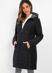 Płaszcz pikowany dwustronny. Czarne płaszcze bonprix, bez wzorów, bez kaptura. Za 299.99 zł.