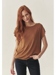 TATUUM Bluzka "Mollia" w kolorze jasnobrązowym rozmiar: M. Brązowe bluzki Tatuum, m, bez wzorów, bez kołnierzyka, bez ramiączek. Za 114.71 zł.