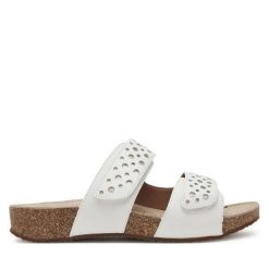 Klapki Josef Seibel. Białe klapki Josef Seibel, bez wzorów, bez obcasa. Za 329.99 zł.