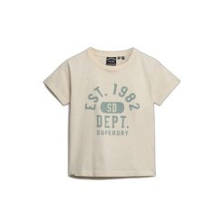 Dopasowana koszulka z motywem dla kobiet Superdry Athletic. Białe bluzki Superdry, bez wzorów, bez kołnierzyka, bez ramiączek. Za 143.65 zł.