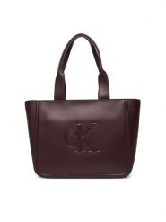 Calvin Klein Torebka Bold Ck Medium Tote LV04F3218G Bordowy. Czerwone torebki klasyczne Calvin Klein, bez wzorów, ze skóry, bez dodatków. Za 599.99 zł.