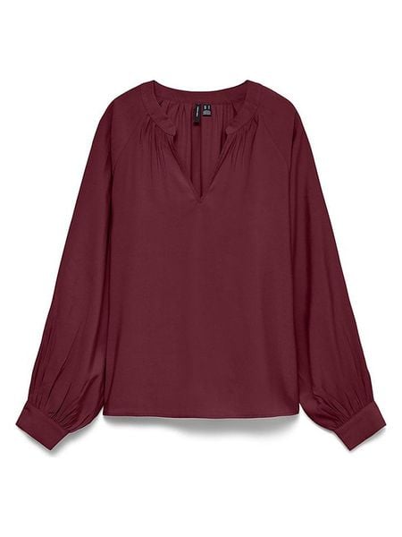 Vero Moda Bluzka w kolorze bordowym rozmiar: M. Czerwone bluzki Vero Moda, m, bez wzorów, bez kołnierzyka, bez ramiączek. Za 109.95 zł.