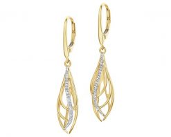 Kolczyki z żółtego złota z diamentami - 0,04 ct - próba 585. Żółte kolczyki Apart, z diamentem, złote. Za 5,590.00 zł.