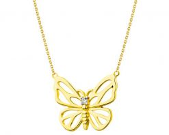 Naszyjnik z żółtego złota z brylantem - motyl - 0,01 ct - próba 375. Żółte naszyjniki Apart, z brylantem, złote. Za 1,390.00 zł.