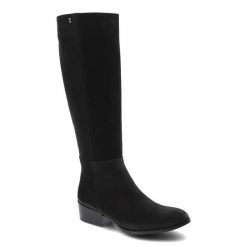 Czarne Kozaki Gamis Damskie Modne Skórzane Buty. Czarne kozaki Gamis, z nubiku, bez obcasa, na obcasie, bez zapięcia. Za 349.00 zł.
