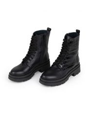 Anna Morellini Skórzane botki "Eliolia" w kolorze czarnym rozmiar: 38. Czarne botki Anna Morellini, bez wzorów, ze skóry, bez obcasa, bez zapięcia. Za 368.09 zł.