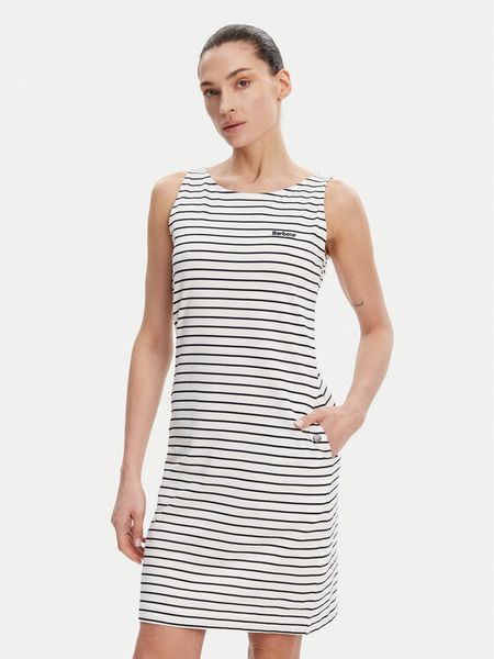 Barbour Sukienka codzienna Dalmore LDR0913WH11 Biały Regular Fit. Białe sukienki Barbour, na co dzień, bez wzorów, z bawełny, bez kołnierzyka, bez ramiączek, proste. Za 219.99 zł.