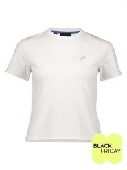 ESPRIT Koszulka w kolorze białym rozmiar: L. Białe bluzki Esprit, l, bez wzorów, z bawełny, bez kołnierzyka, bez ramiączek. Za 48.05 zł.