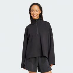 Bluza Soft Lux Quarter-Zip. Czarne bluzy Adidas, m, bez wzorów, bez kaptura. Za 299.00 zł.
