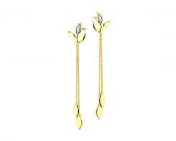 Kolczyki z żółtego złota z diamentami - liście - 0,008 ct - próba 375. Żółte kolczyki Apart, z diamentem, złote. Za 1,149.00 zł.